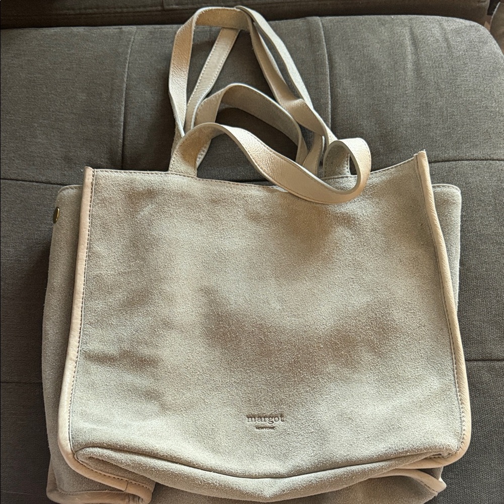 Margot Beige Suede Tote Bag